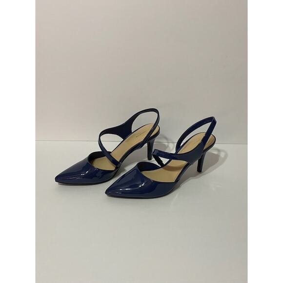 NWOB LIZ CLAIBORNE WOMENS 8.5 Navy Blue Patent Leather Pumps Office Career NEW - Picture 3 of 6